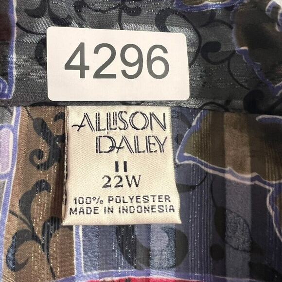 Allison Daley Shirt Women 22W Silky Sheer Floral Button Up Patchwork Vintage 90s - Picture 6 of 6